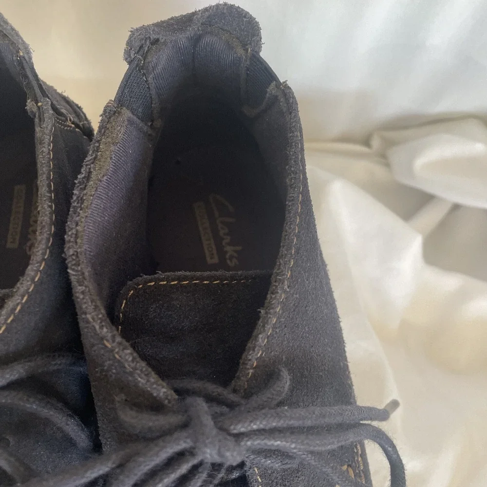 Clarks Womens 15260 Chukka Lace Up Navy Blue Suede Ankle Boots Size 5M 2015‎